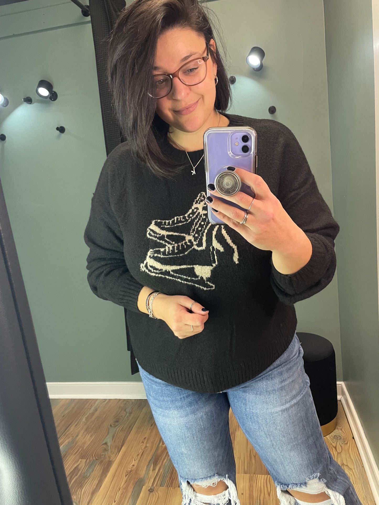 Black Ice Skate Knit Sweater