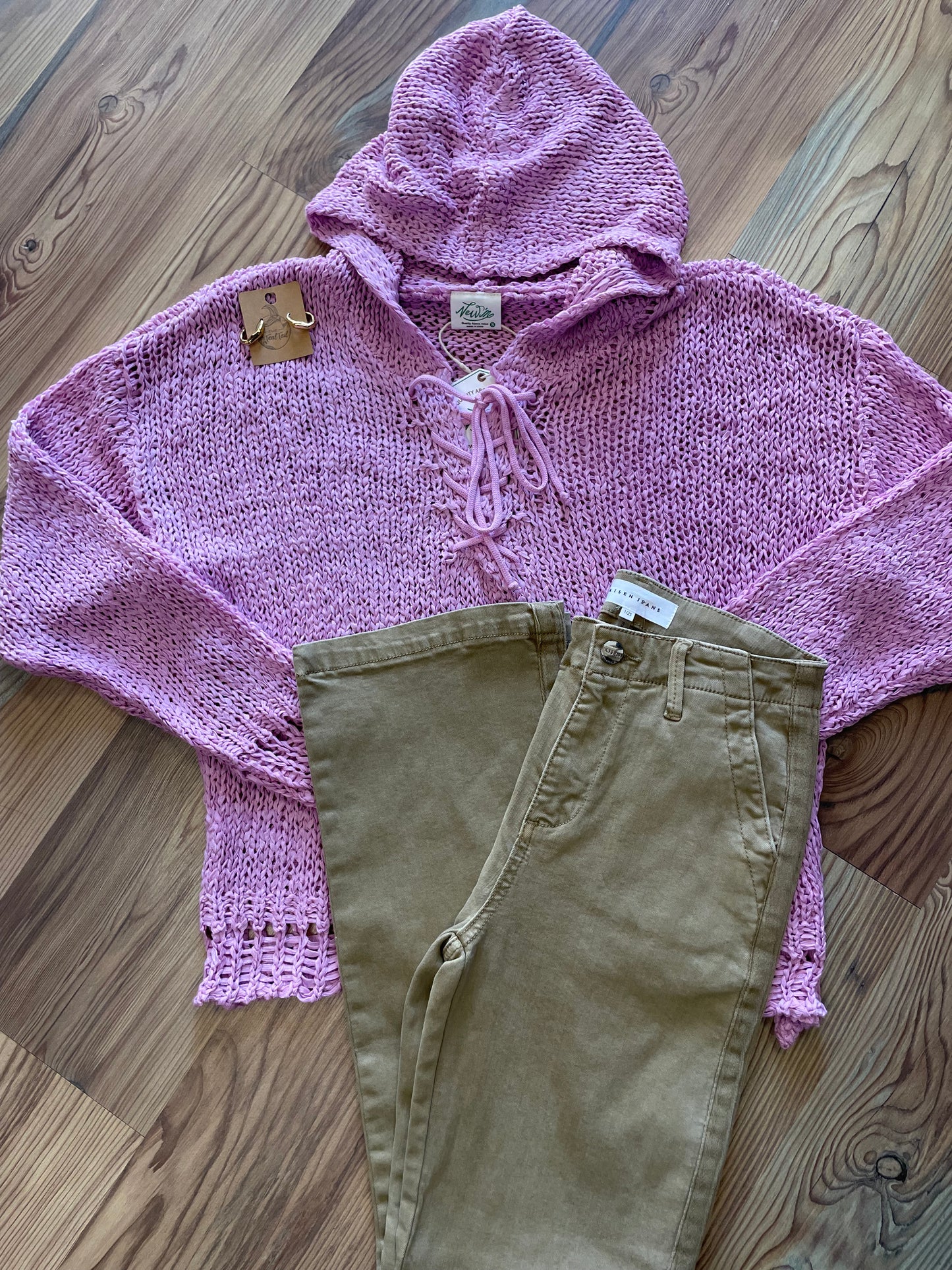 Risen Sand Side Twill Straight High Rise