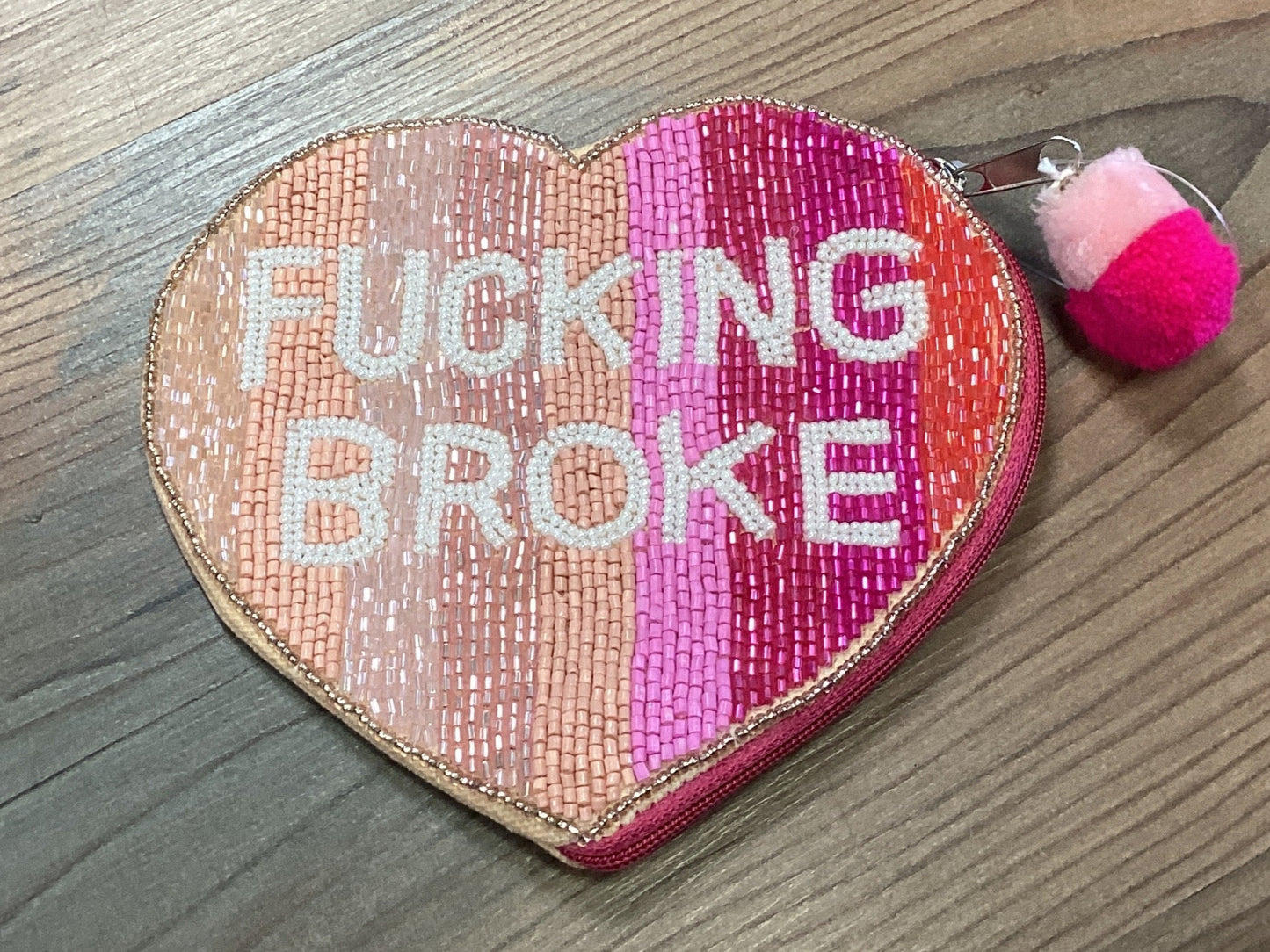 Fucking Broke Seed Bead Coin Purse