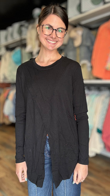 Black Asymmetrical Long Sleeve