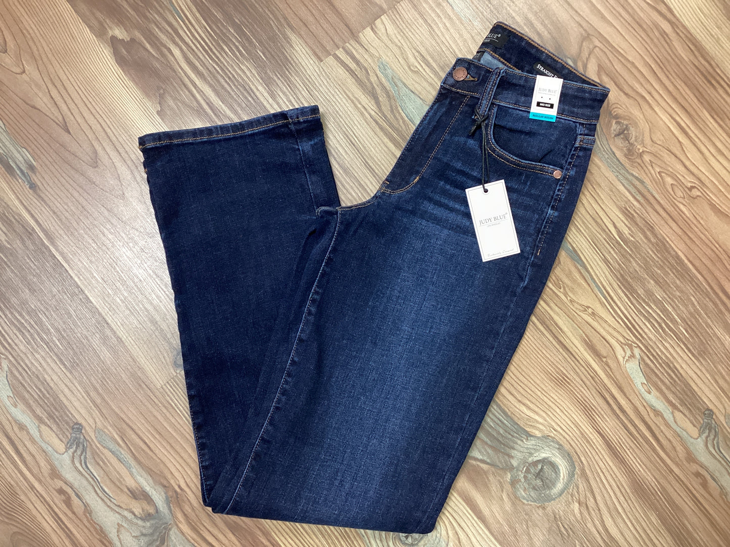 Judy Blue Straight Fit Mid Rise Dark Wash Jeans