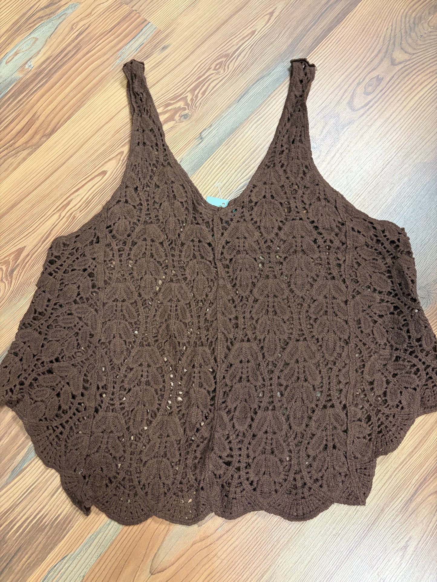 Chocolate Brown Crochet Tank One Size