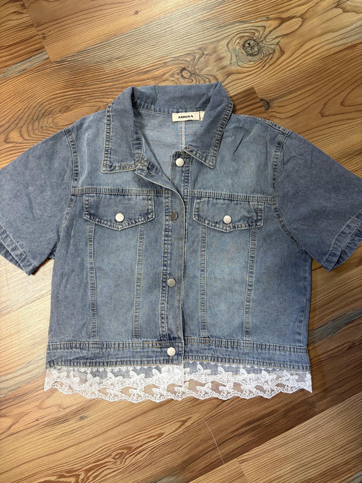Denim Lace Short Sleeve