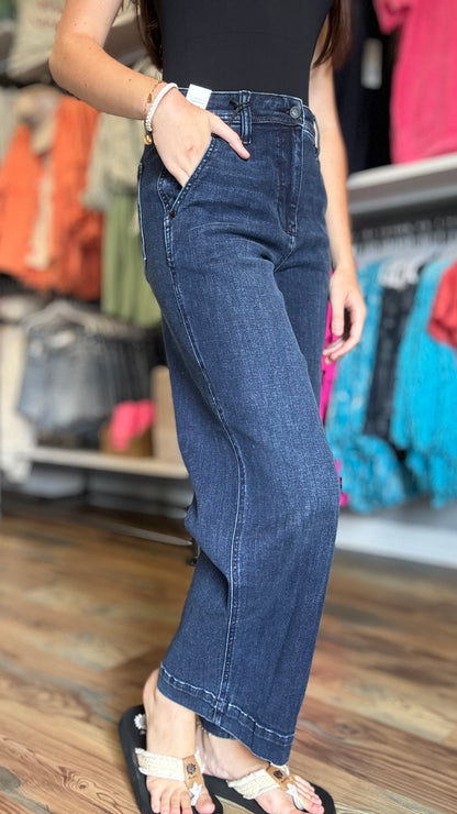Judy Blue Dark High Waist Wide Ankle Trouser