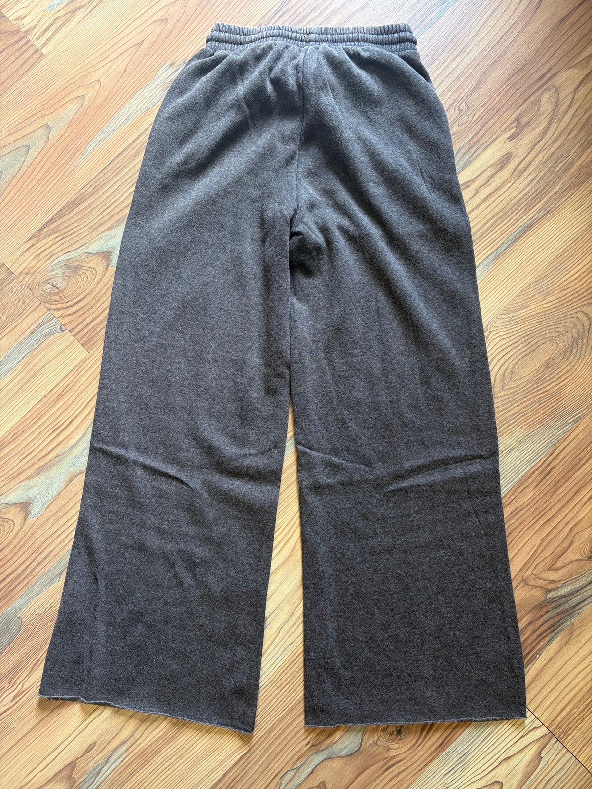 Black Acid Wash Fleece Wide Leg
