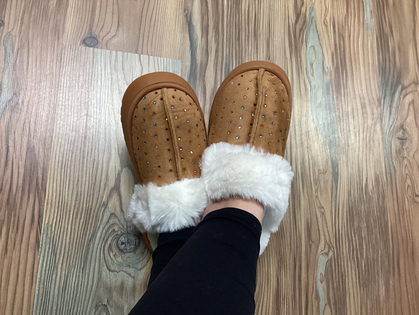 Color Stone Slip On Shoes