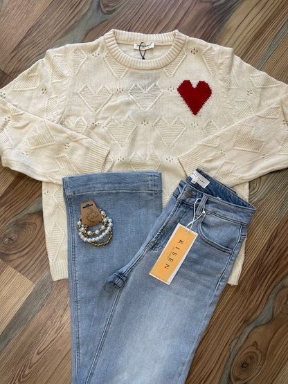 Single Red Heart Sweater