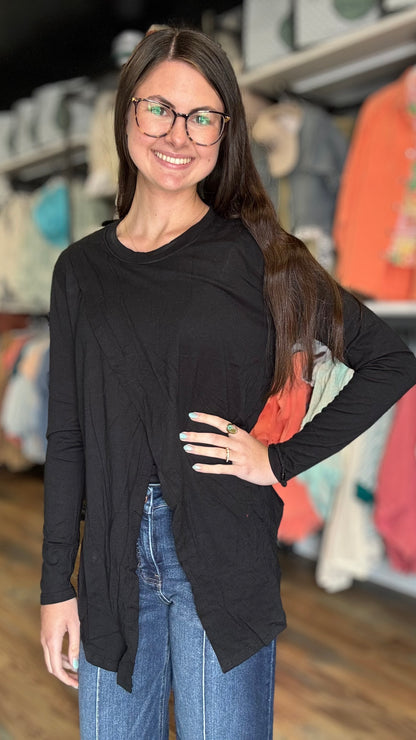 Black Asymmetrical Long Sleeve
