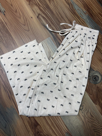 Beige Bow Pants