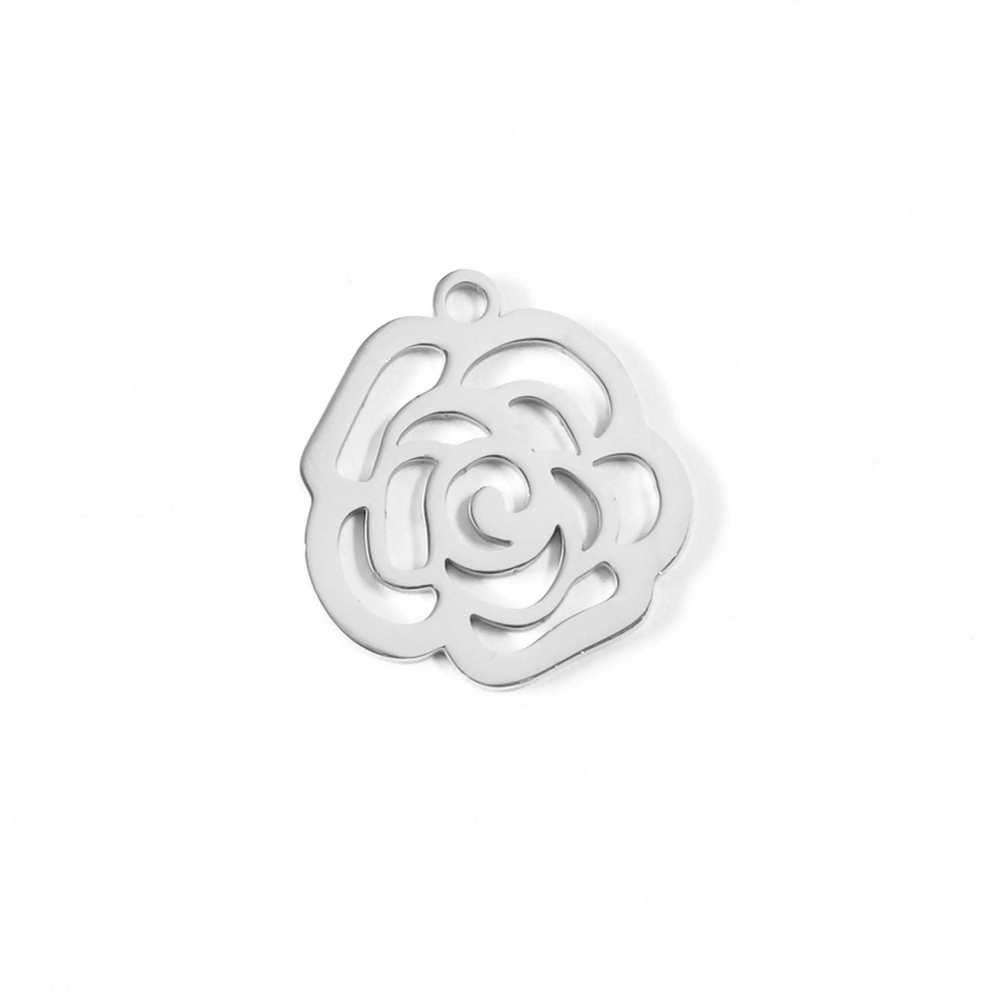 18K Gold PVD Stainless Steel Rose Charm