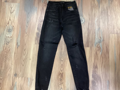 Black Distressed Risen Jeans