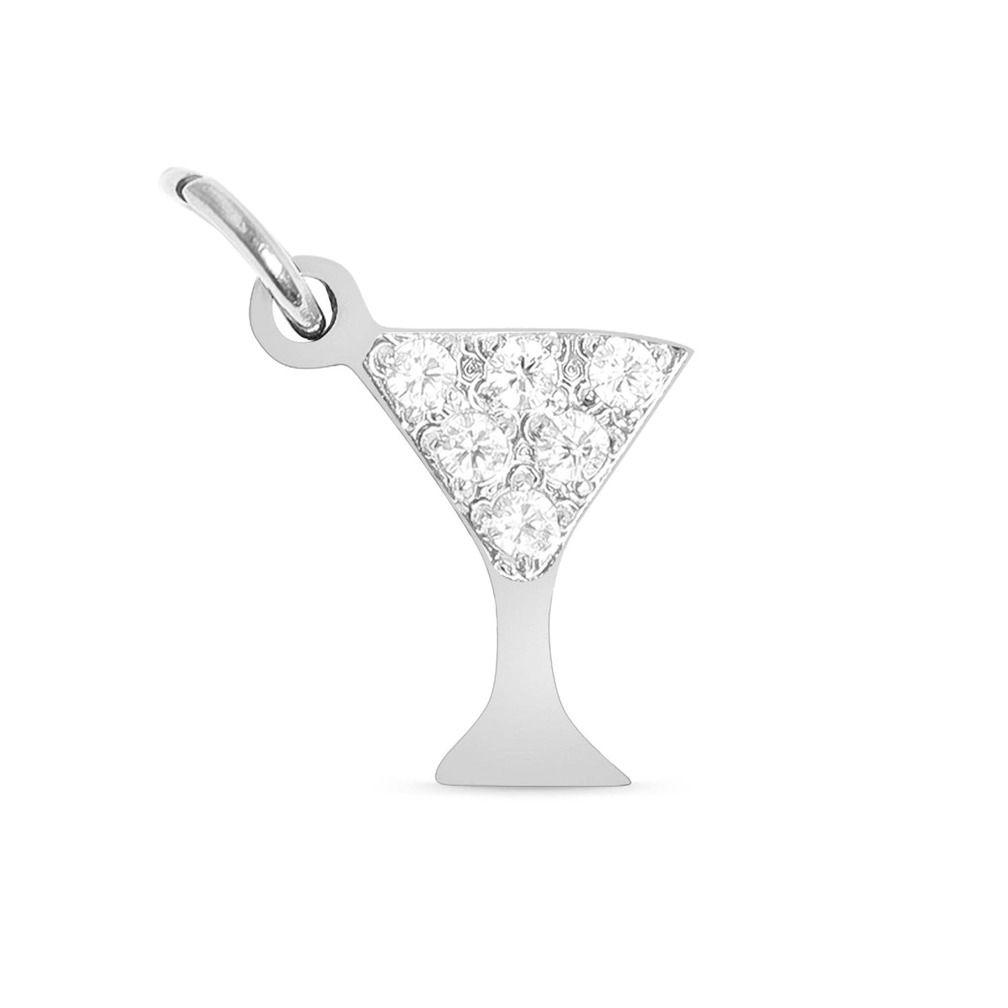 18K Gold PVD Stainless Steel CZ Martini Glass Charm