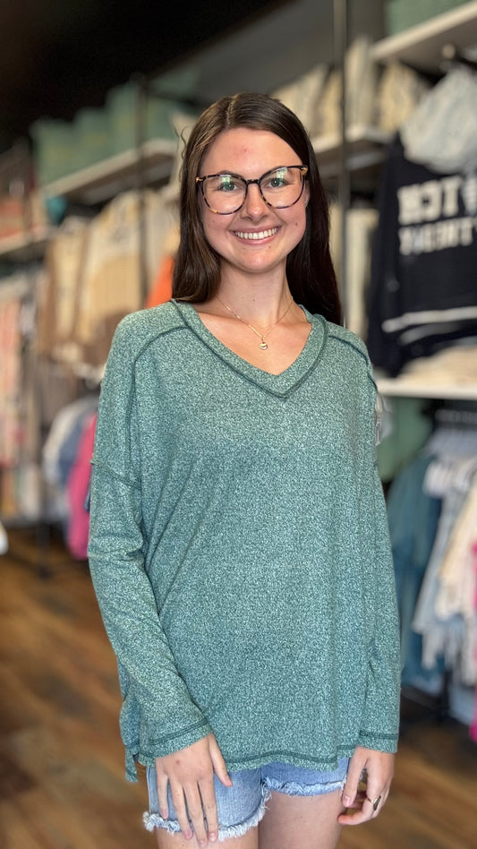 Hunter Green Softy Hacci Long Sleeve