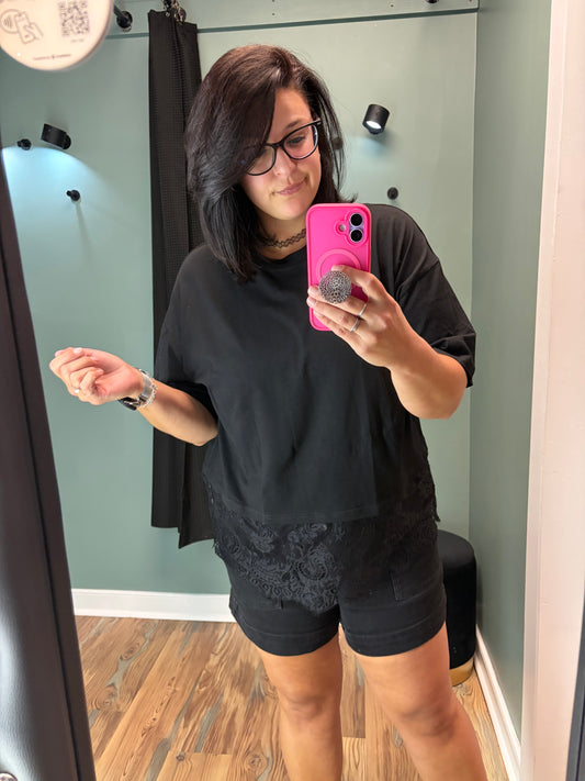 Black Lace Detail T