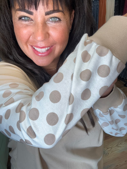 Tan Polka Dot Long Sleeve