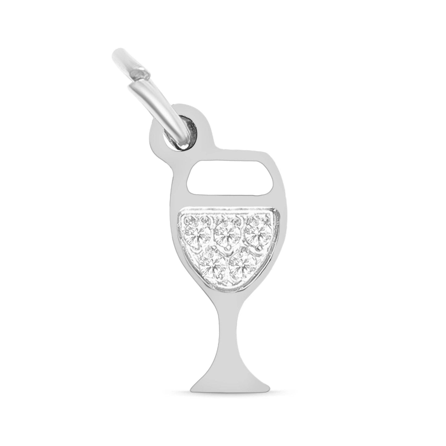 18K Gold PVD Stainless Steel CZ Wine Glass Charm