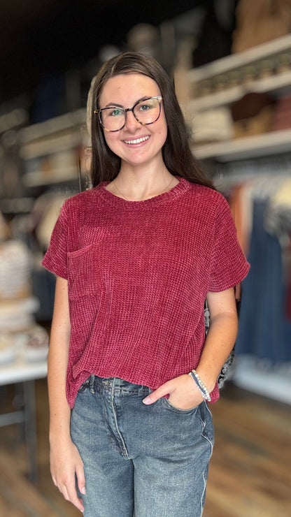 Cabernet Chenille Waffle Top