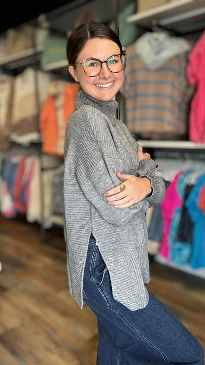 Charcoal Knit Turtle Neck