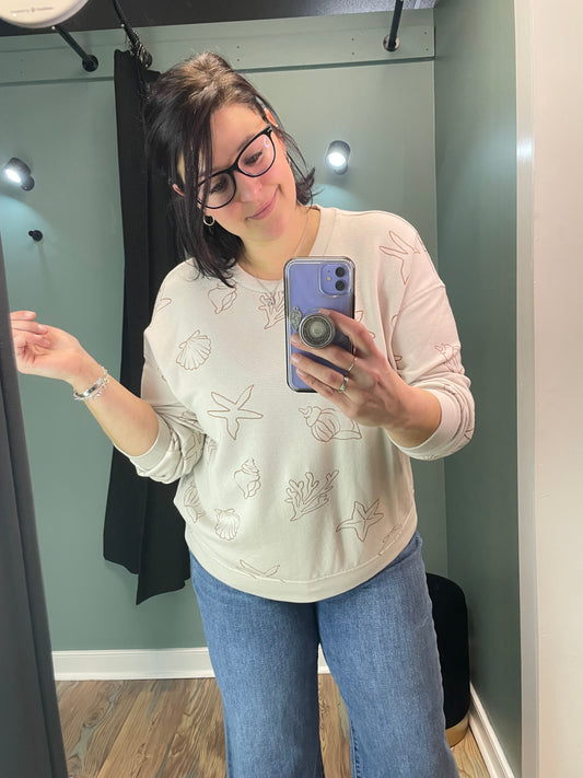 Khaki Sea Motif Crew Neck