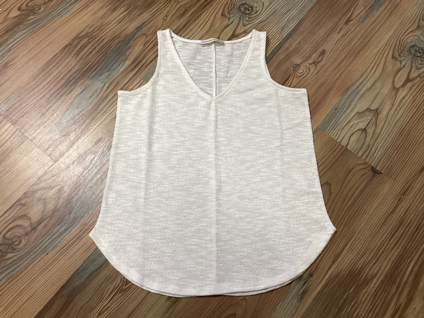 White Textured Knit Tank