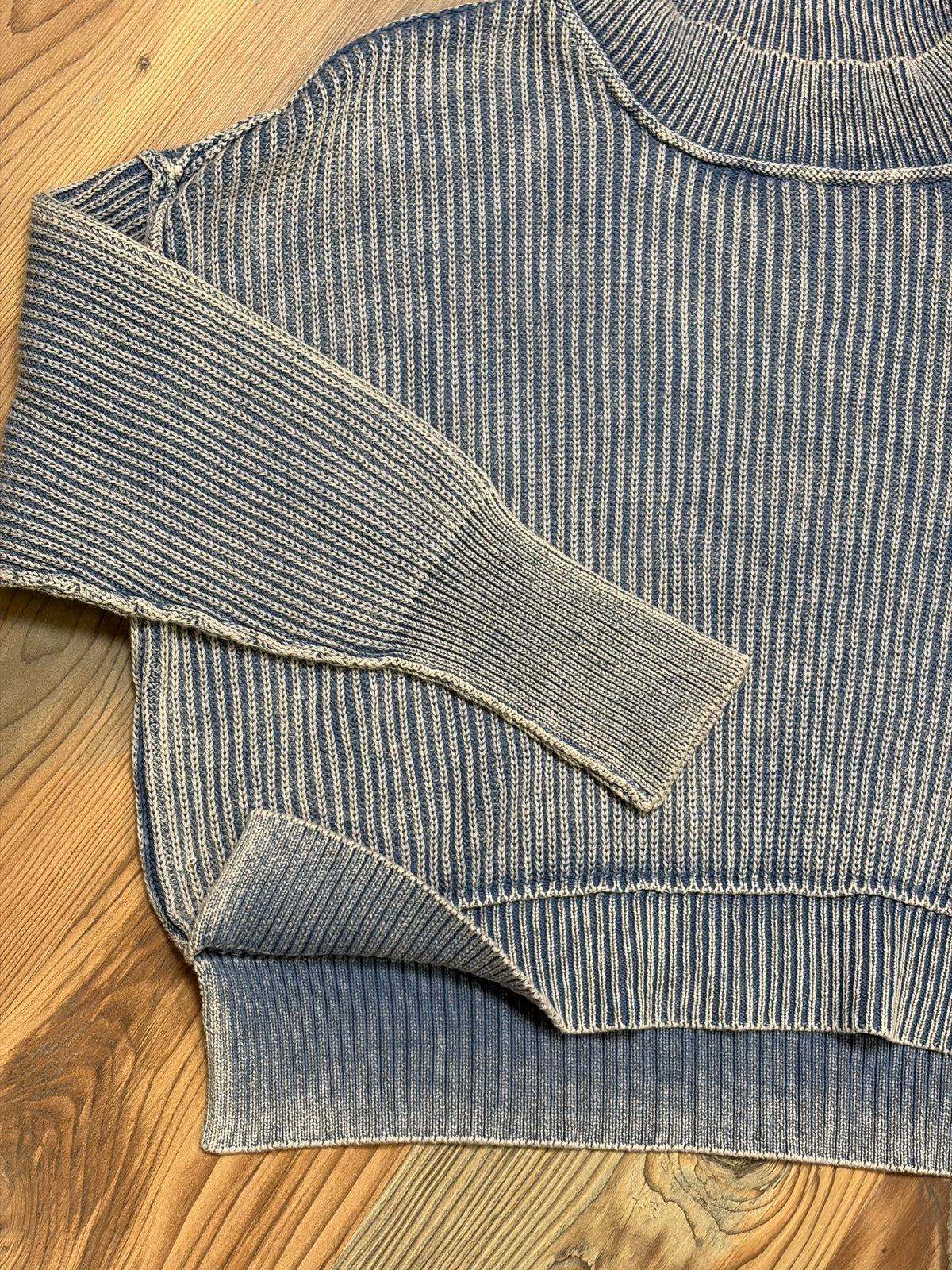 Dusty Blue Side Slit Boxy Knit