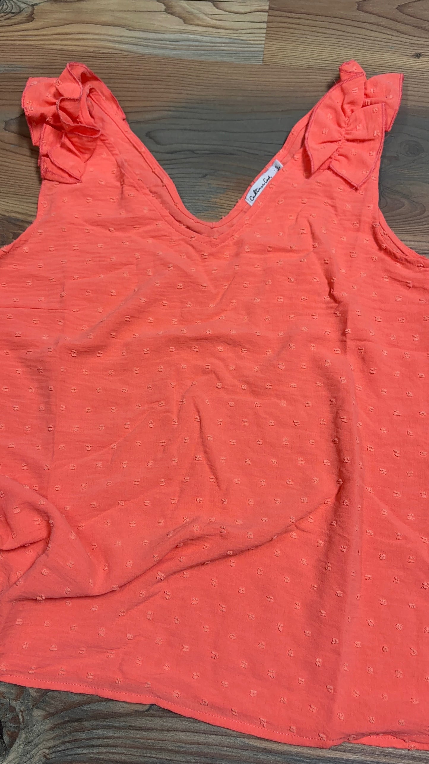 Sugar Coral Ruffle Sleeveless Top