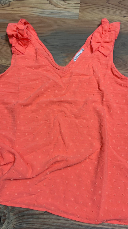 Sugar Coral Ruffle Sleeveless Top