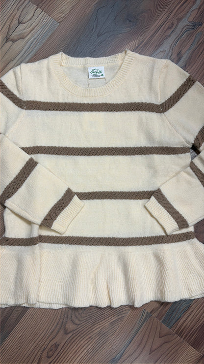 Cream Brown Ruffle Knit