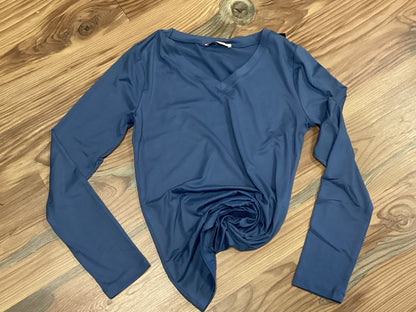 Zenana Softy V Neck Dusty Blue