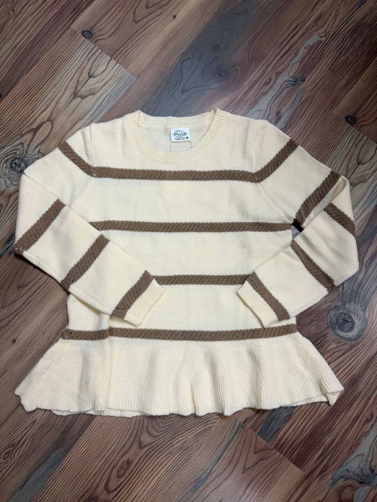 Cream Brown Ruffle Knit