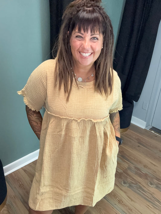 Iced Coffee Scoop Neck Dress