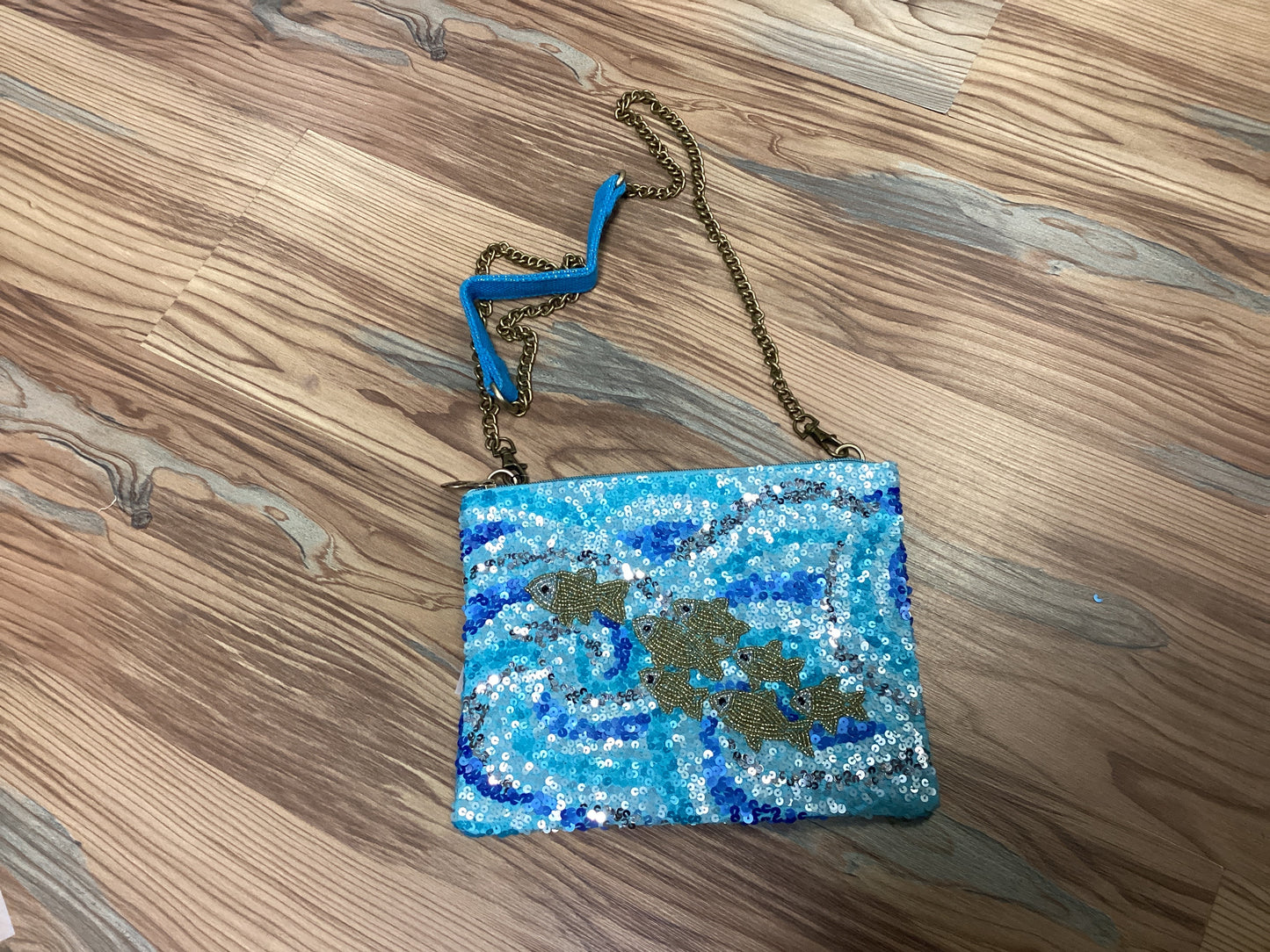 Blue Fish Beaded Crossbody