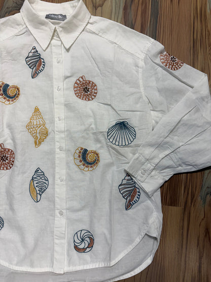 Seashell Embroidered Button Down
