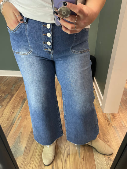 Risen High Rise Crop Button Fly