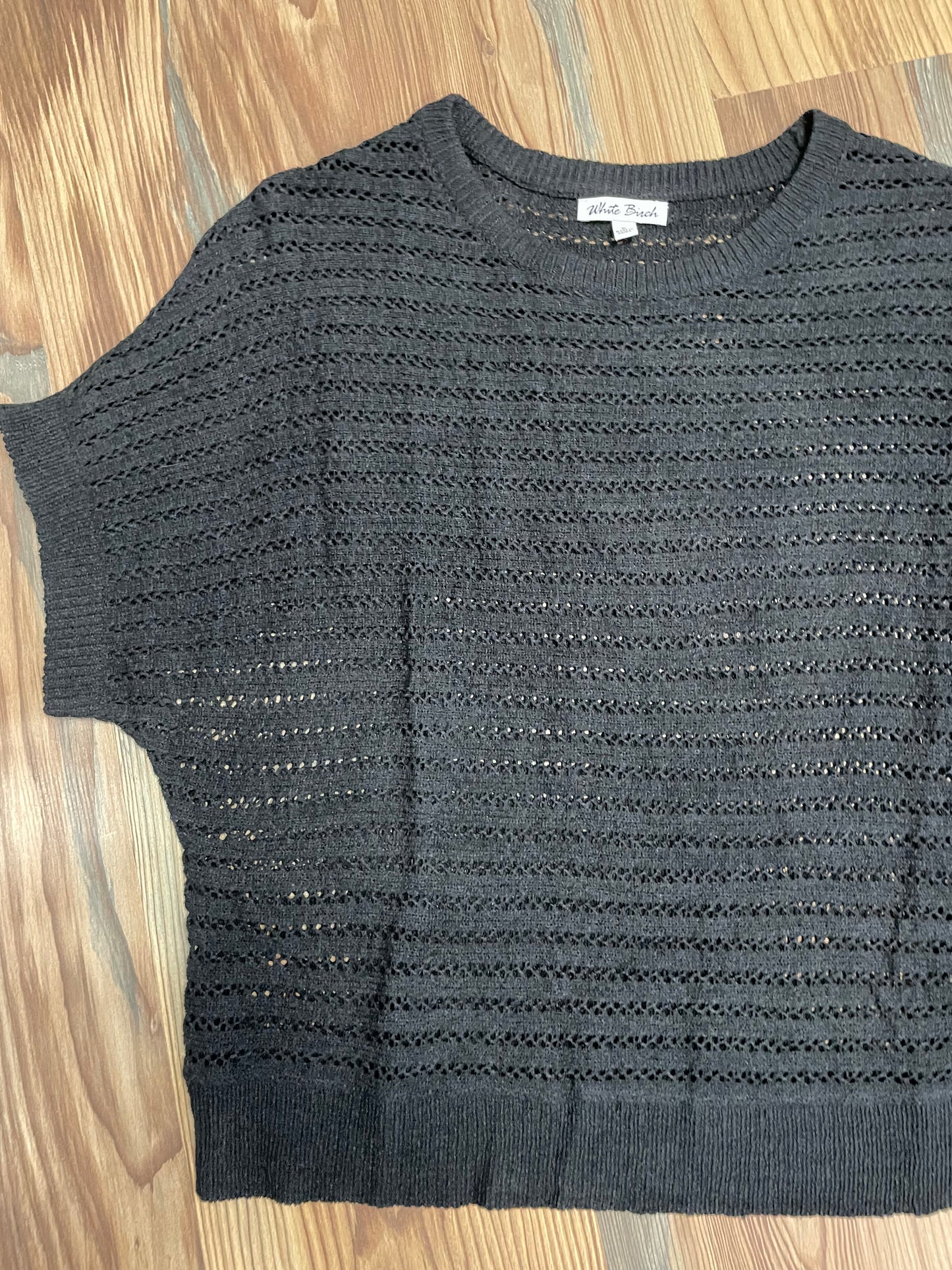 Black Open Knit Short Sleeve