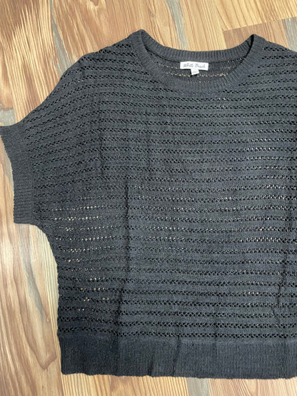 Black Open Knit Short Sleeve