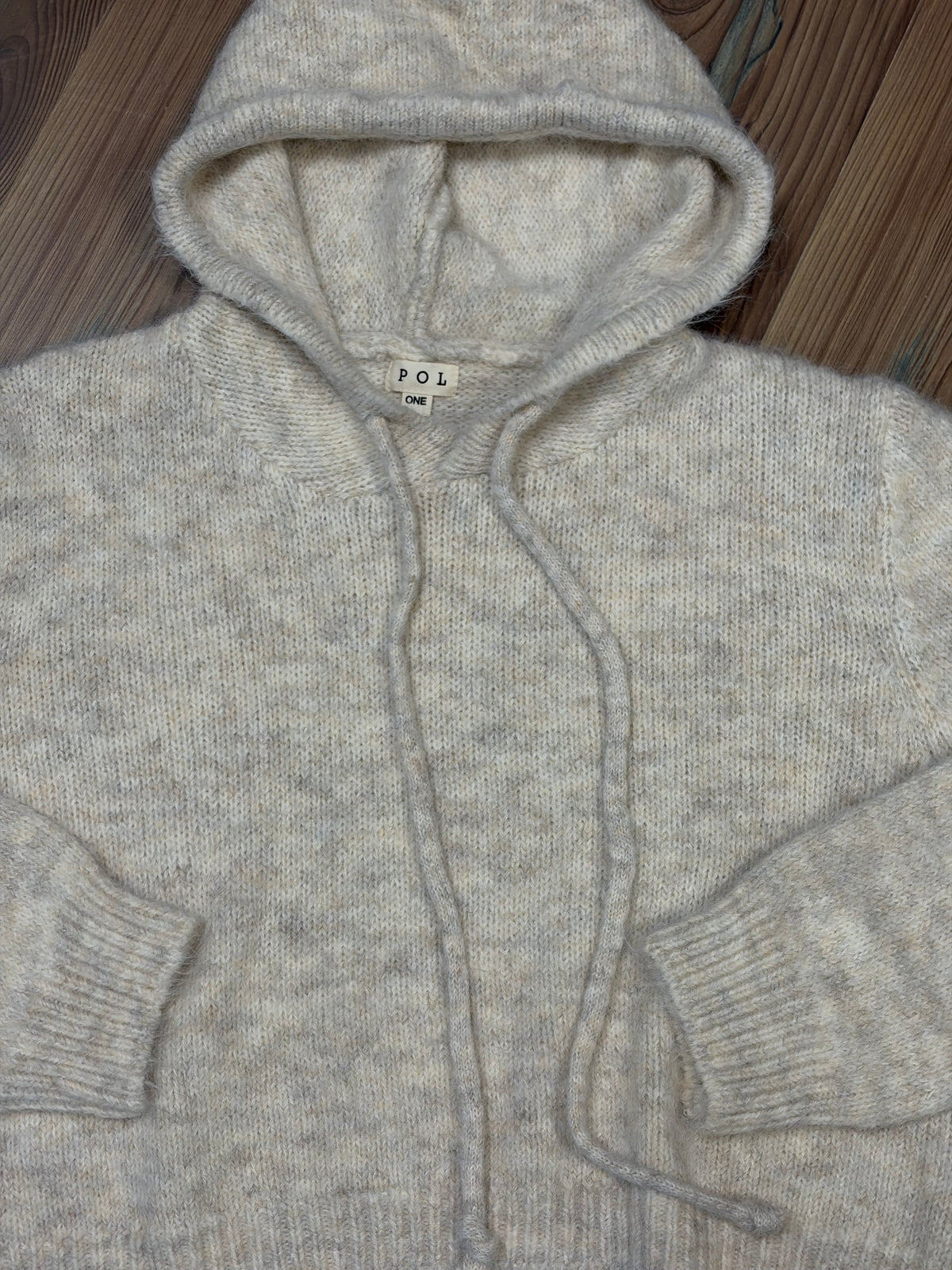 POL Oatmeal Brushed Crop Hoodie