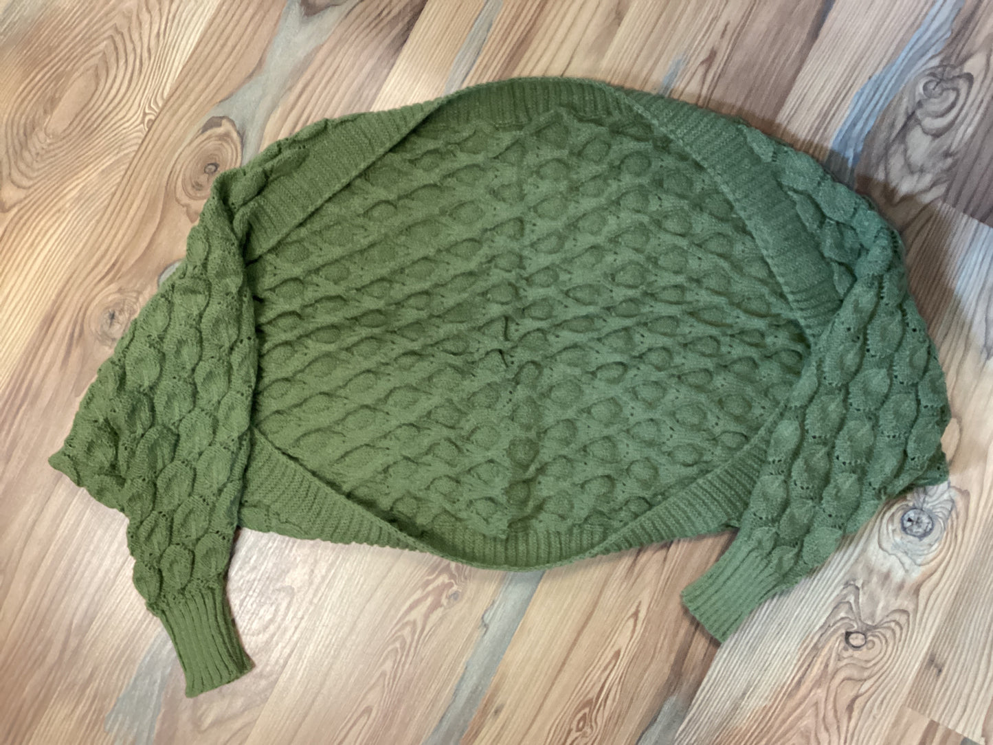 One Size Olive Textured Cropped Cardi