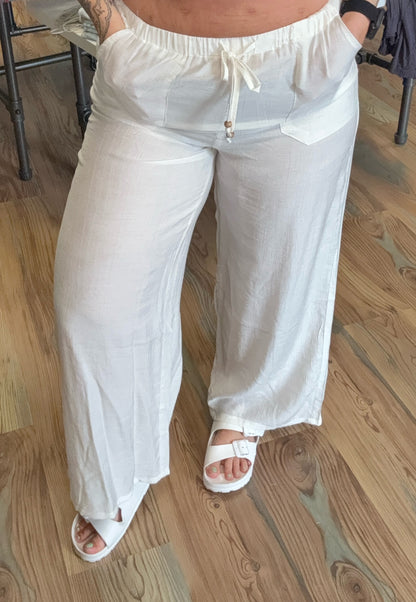 White Wide Leg Pants