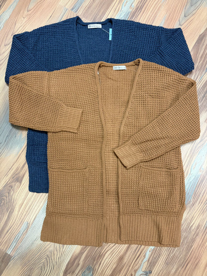 Midnight Open Front Waffle Cardi