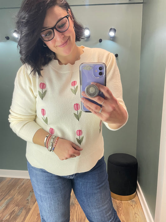 Cream Tulip Sweater