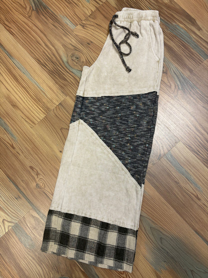 Textured Plaid Charcoal Pants