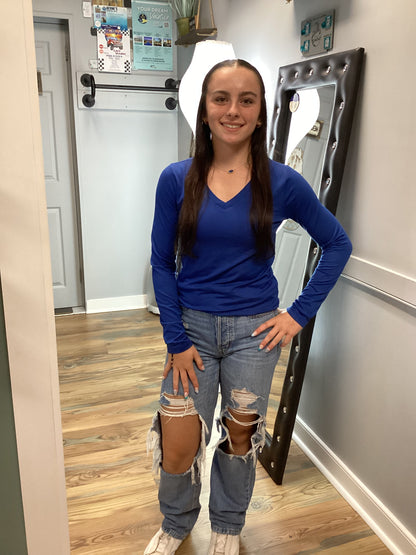 Zenana Softy V Neck Royal Blue