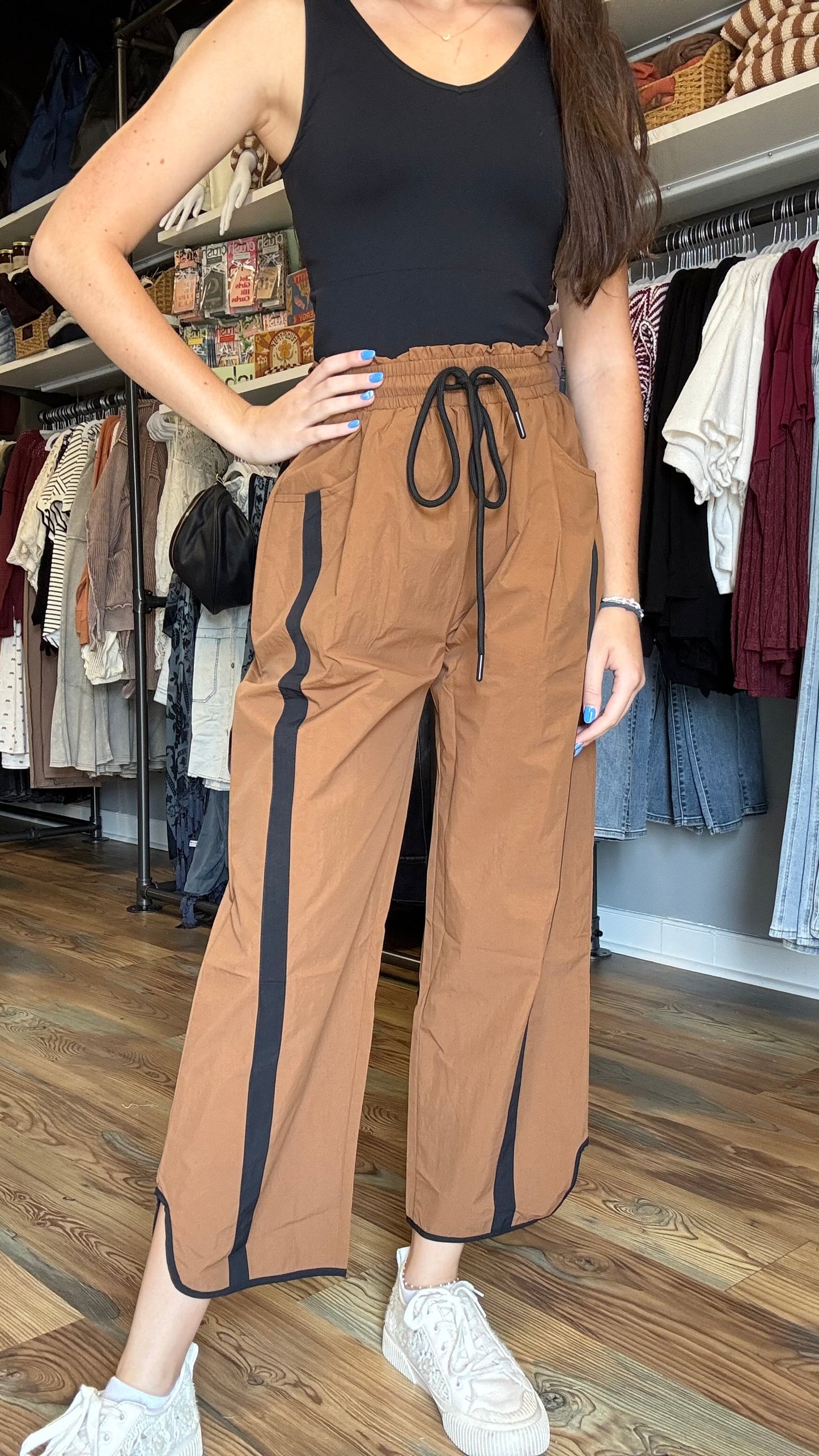 Brown Striped Pants
