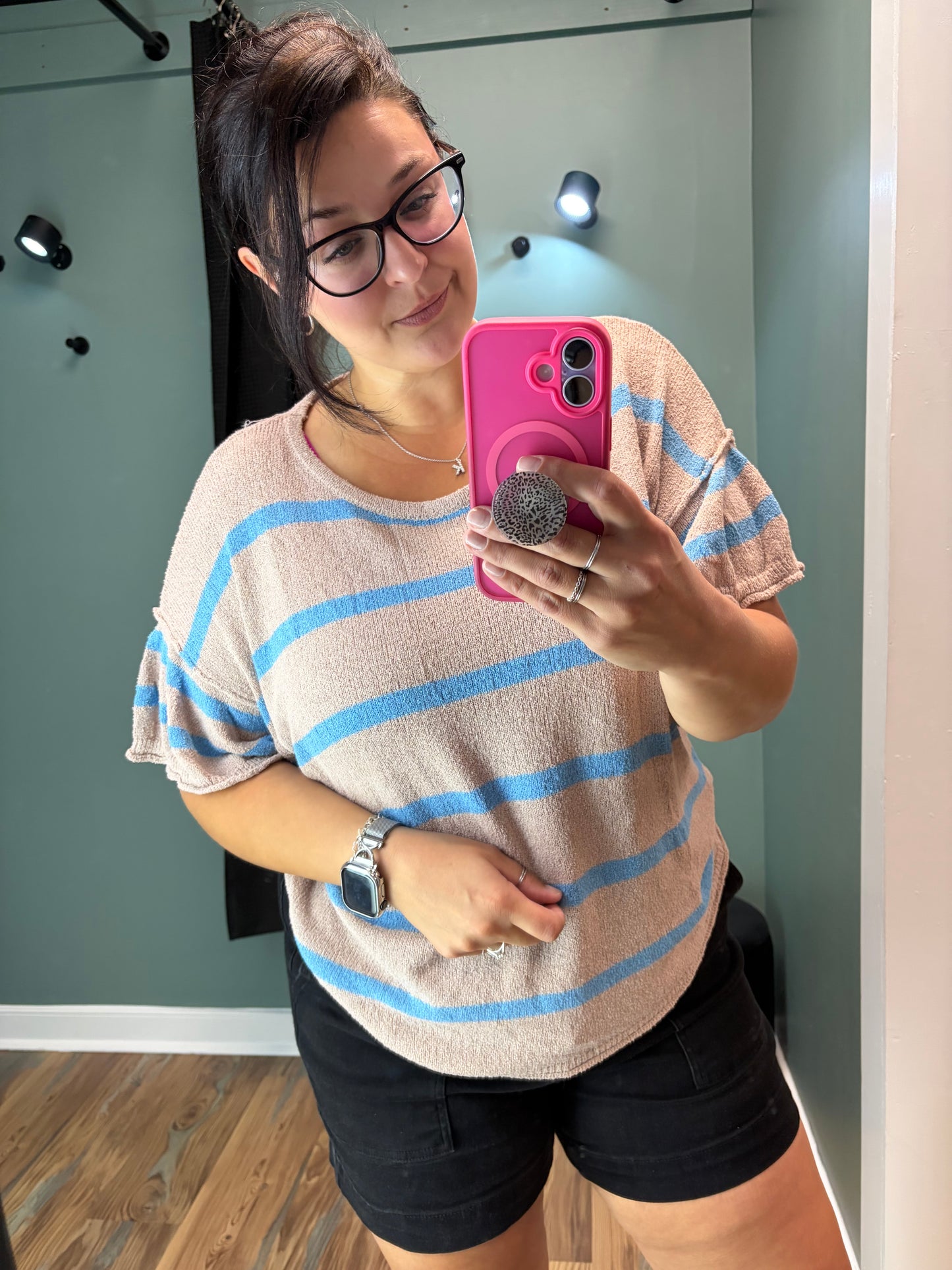 Mocha Blue Striped Knit