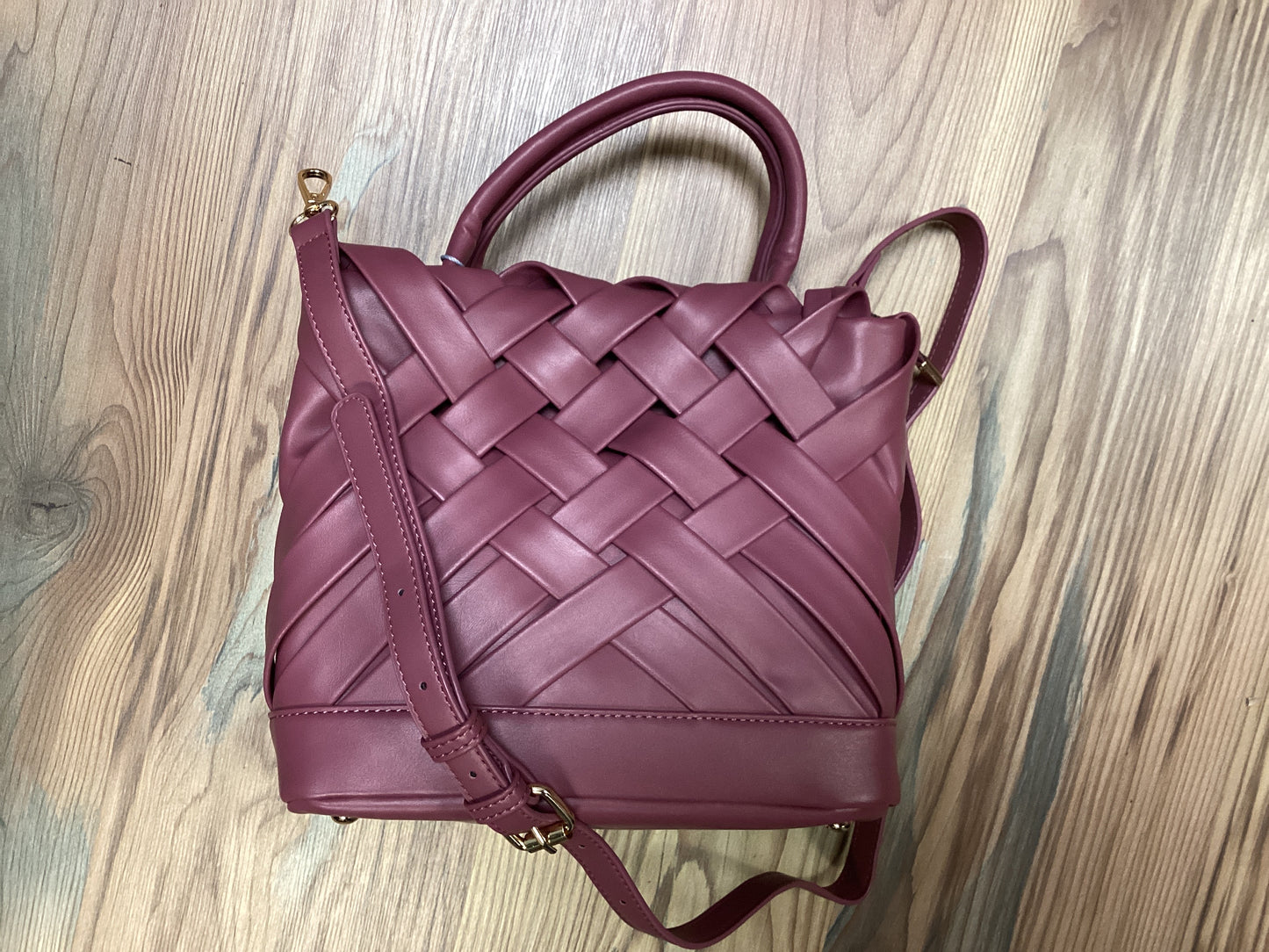 Dusty Magenta Woven Detail Tote