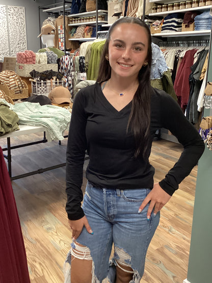Zenana Softy V Neck Black