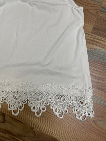 White Crochet Trim Tank