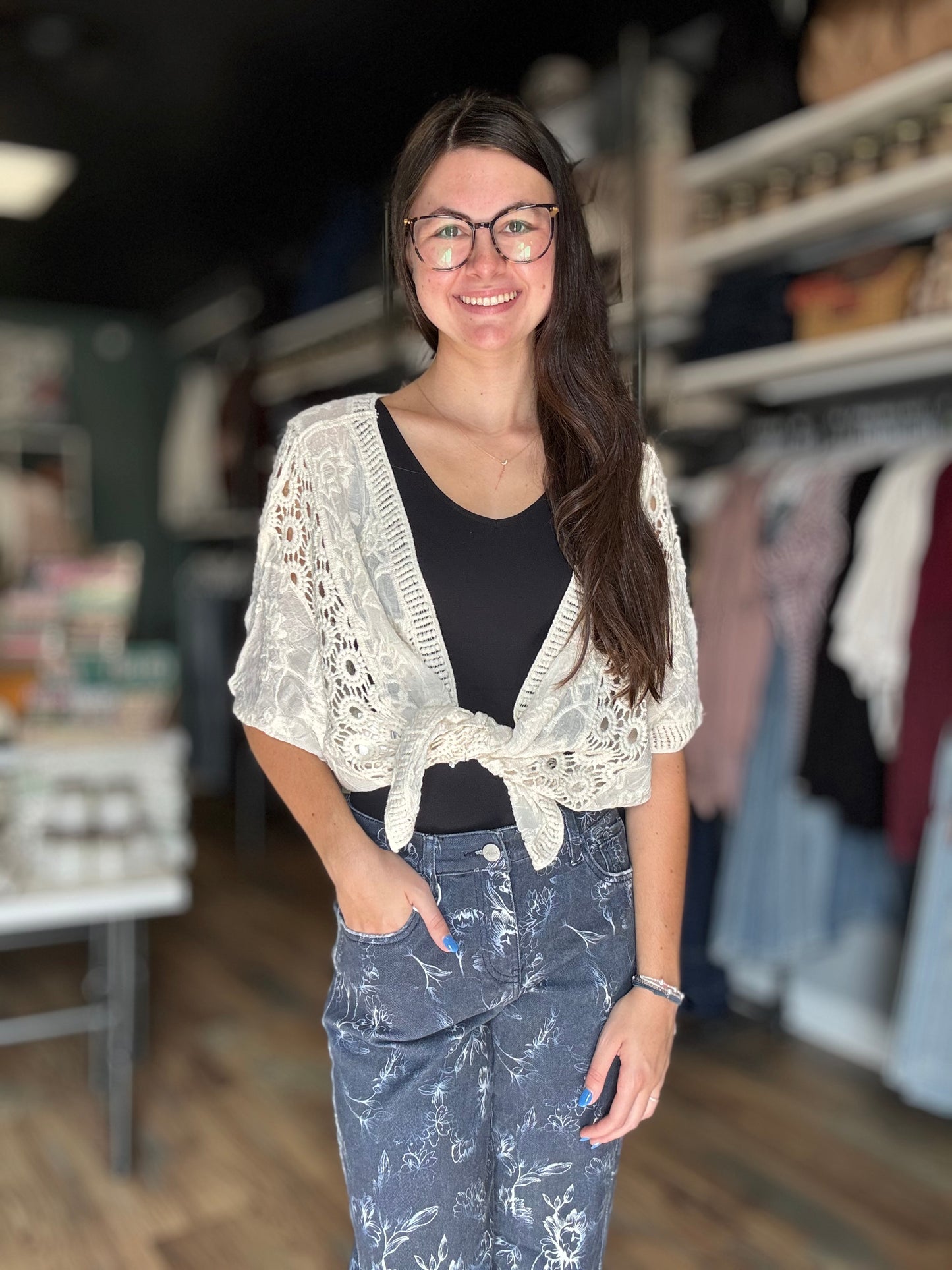 Risen Slouch Floral Jeans