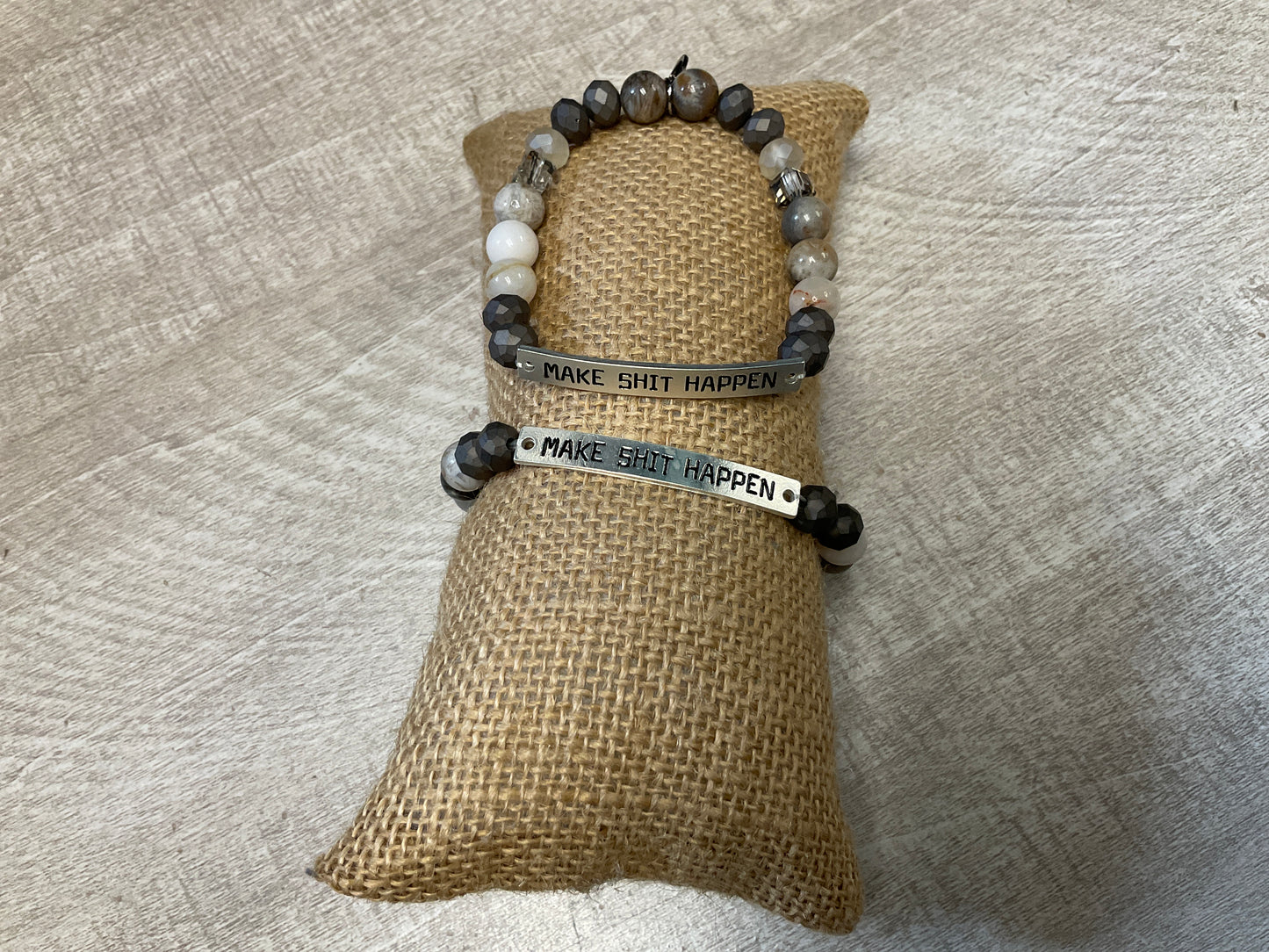 Make Shit Happen Silver Stretch Bracelet